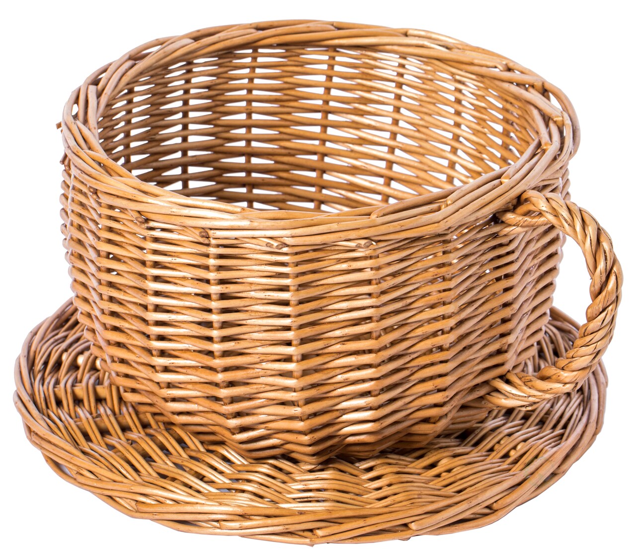 Wicker Saucer Coffee Mug Cup Decorative Gift Basket Desk Organizer